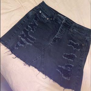 American Eagle black distressed denim skirt size 4